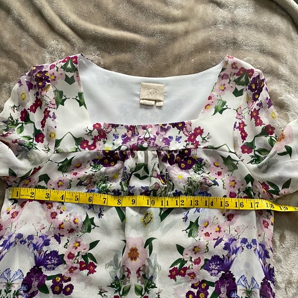 Anthropologie Vanessa Virginia 100% silk floral ombre blouse top tunic Sz 10 - Picture 10 of 11